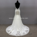 Sexy Illusion Backless V Neck Sleeveless Plus size Luxury Wedding Mermaid Dress Bridal